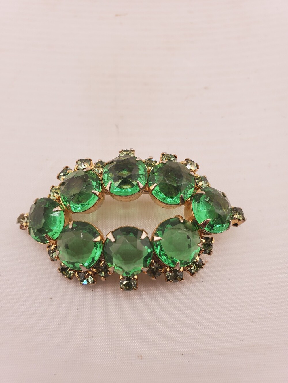 Green Rhinestone Brooch